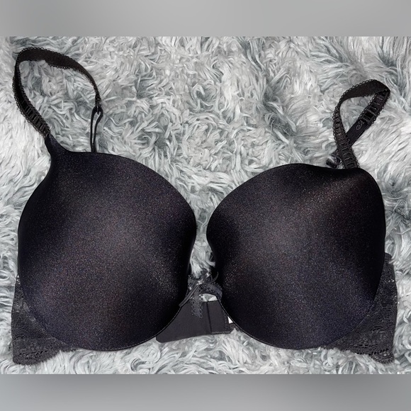 Victorias Secret Black/Charcoal Angels Push-up Bra 34D - Picture 1 of 4